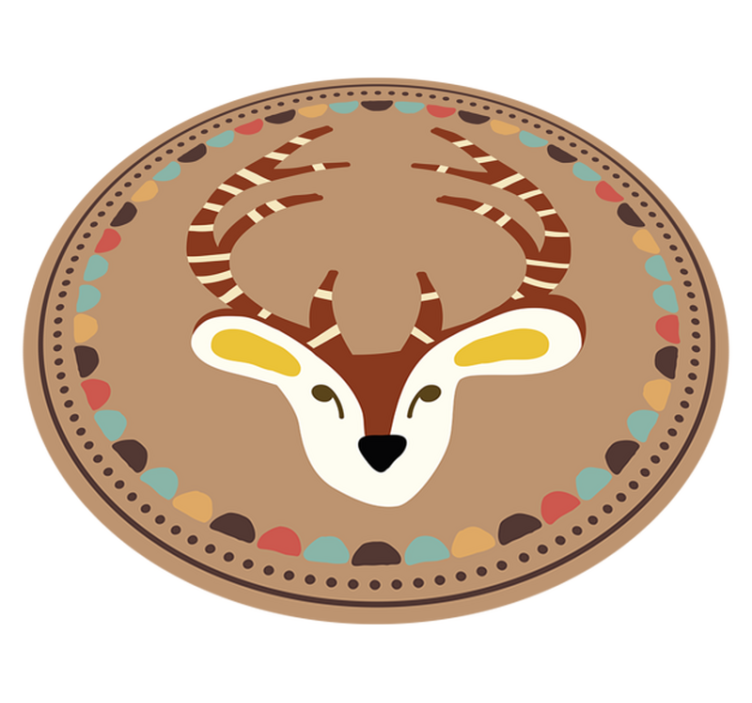 Circular Deer Motif kids vinyl rug - TenStickers