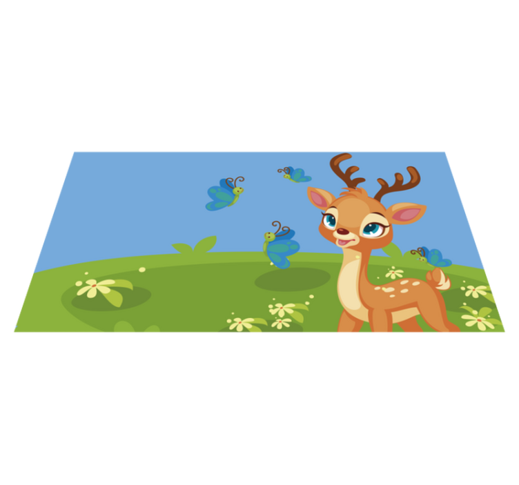 Cute cartoon deer kids vinyl rug - TenStickers