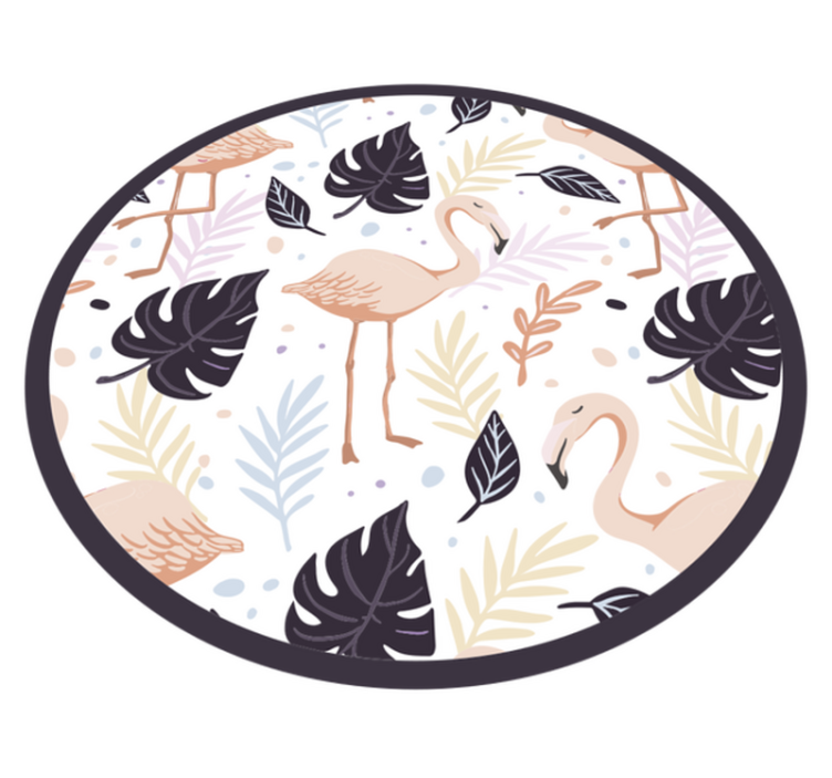 Floral Flamingo Circle animal vinyl rug - TenStickers