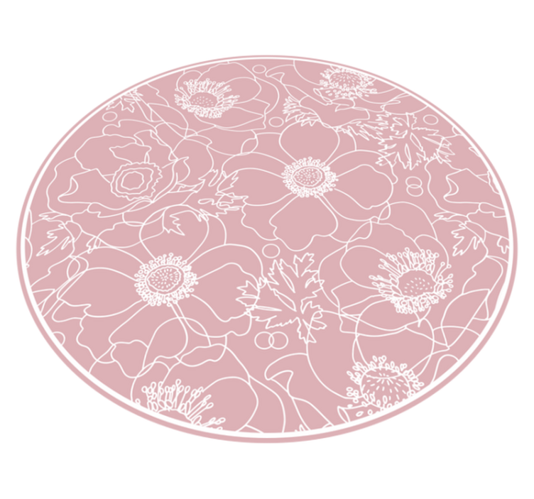 Floral Outline Emblem floral vinyl rug - TenStickers