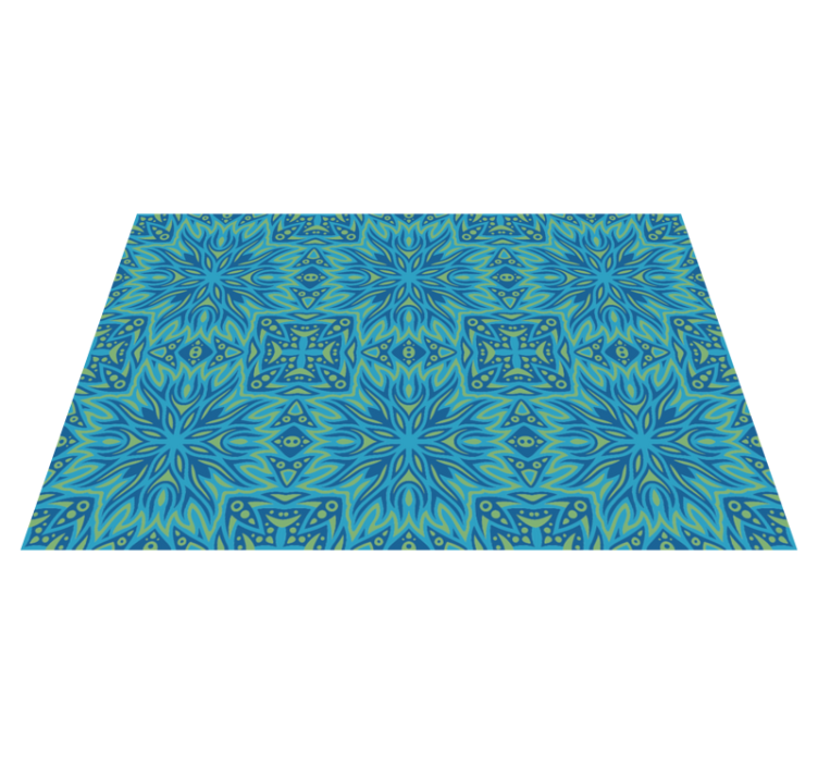 Blue inspired symmetry blue vinyl rug - TenStickers