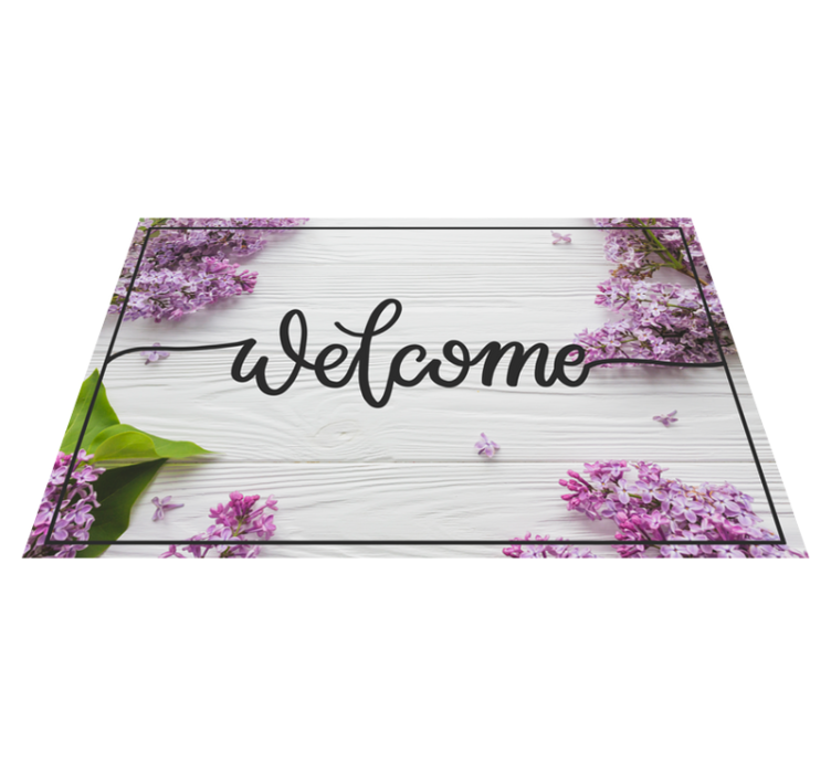 Welcome Floral Entrance custom vinyl rug - TenStickers