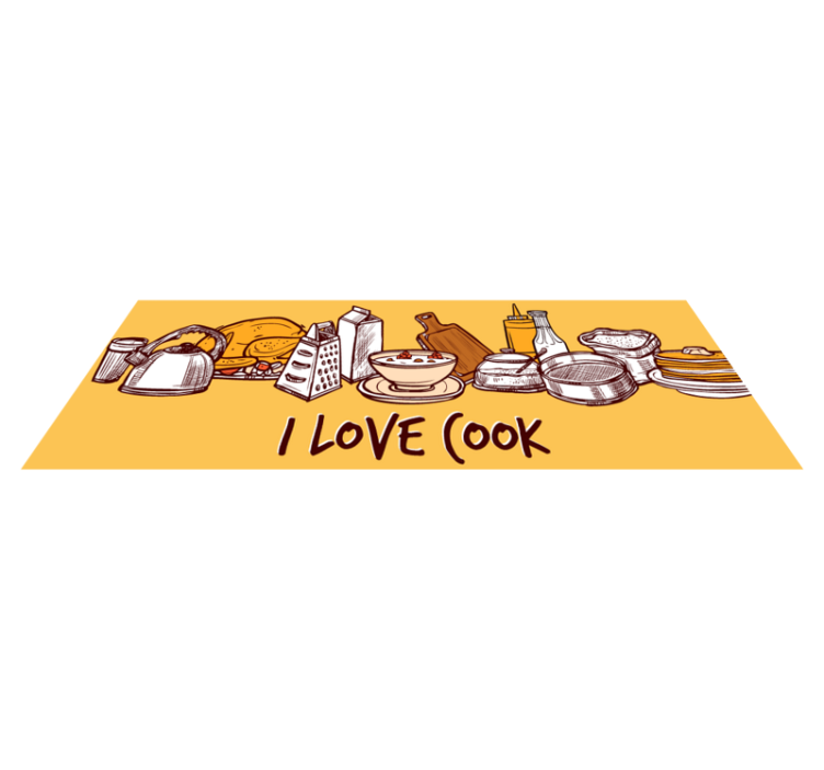 Kitchen text with utensils custom rug - TenStickers