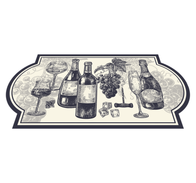 Bottles of wine vintage kitchen vinyl rug - TenStickers