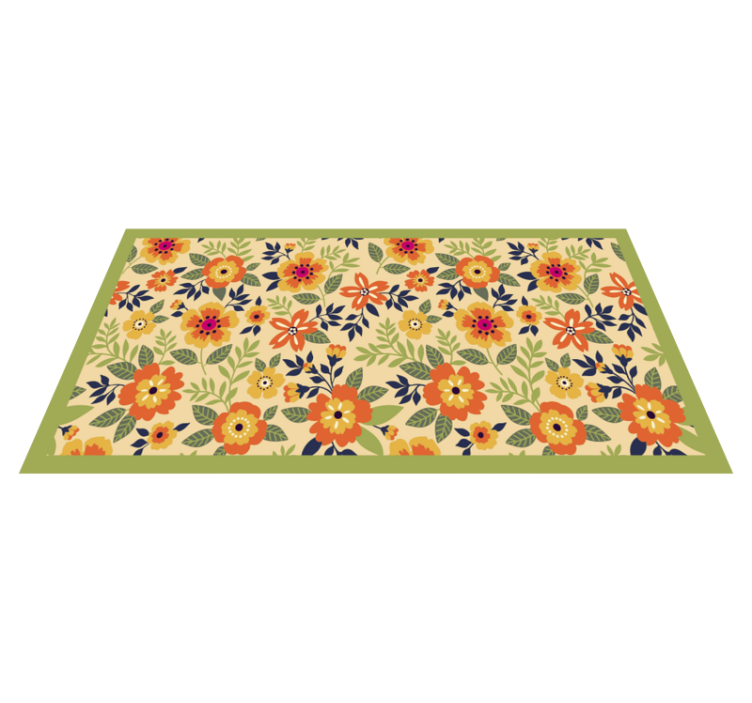Botanical Garden Inspiration floral vinyl rug - TenStickers