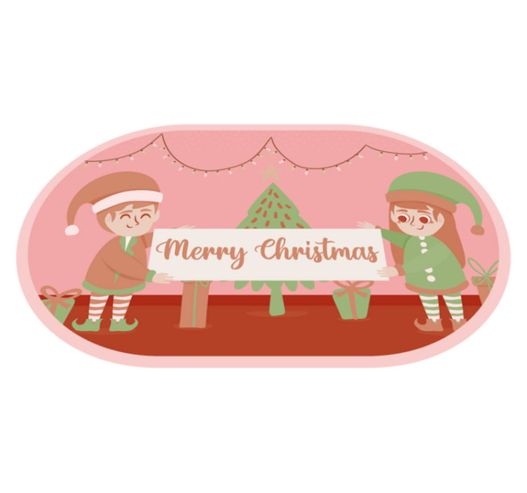 Festive Elves Scene Christmas vinyl rug - TenStickers