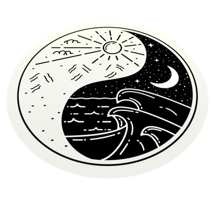 Yin yang sun and moon modern rug - TenStickers
