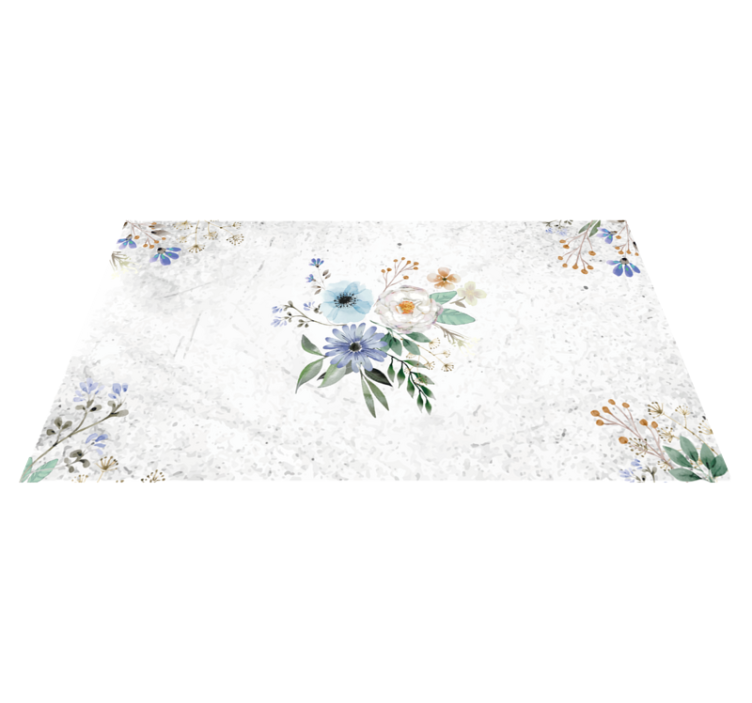 Botanical Marble Sophistication floral vinyl rug - TenStickers