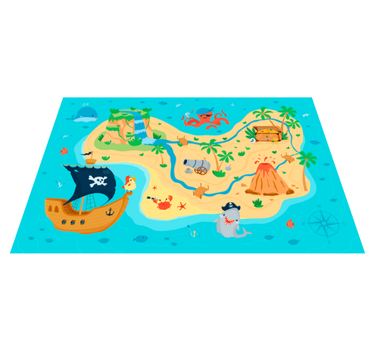 Pirate Adventure Map gaming vinyl rug - TenStickers