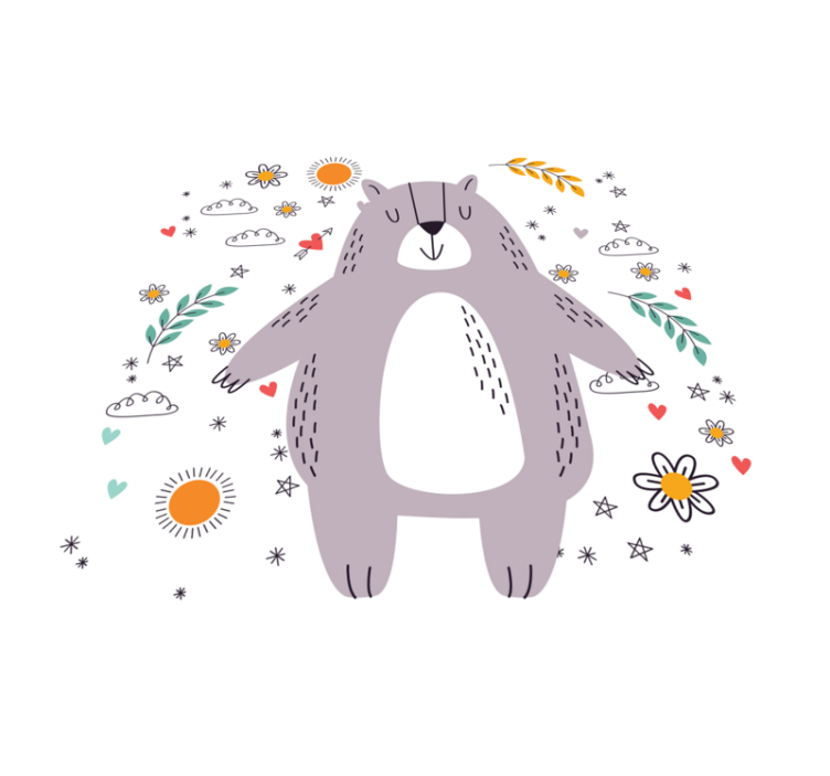 Whimsical Bear Illustration kids vinyl rug - TenStickers