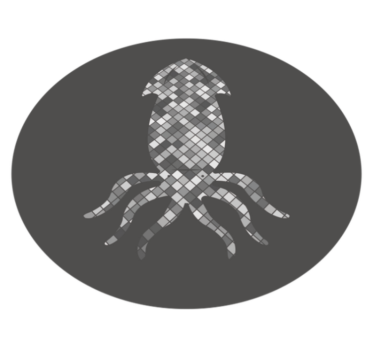Mosaic Squid Silhouette tile vinyl rug - TenStickers