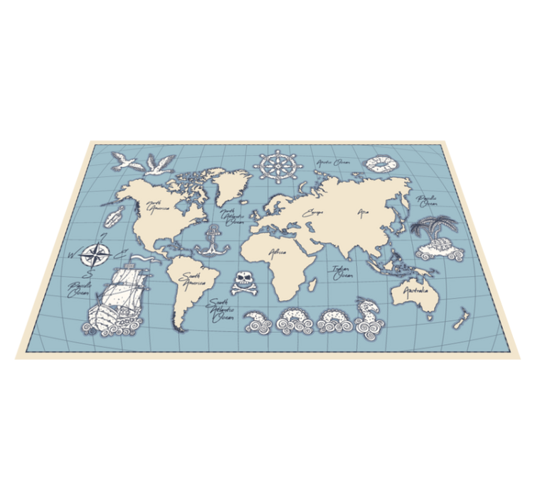 Maritime Global Map world map vinyl rug - TenStickers