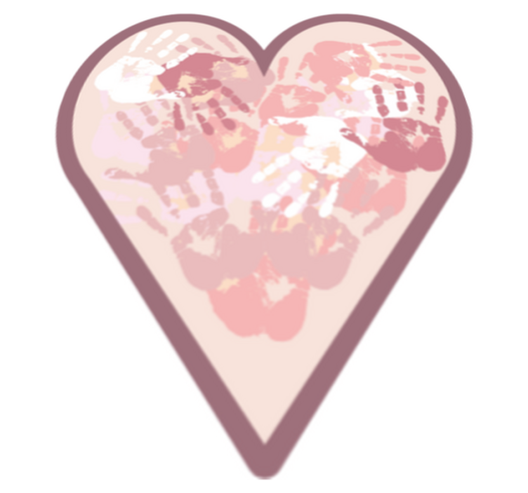 Colourful hand print heart kids vinyl rug - TenStickers