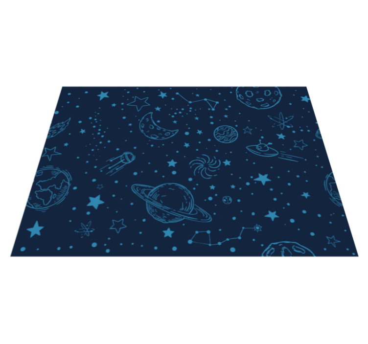 Blue planets kids vinyl rug - TenStickers