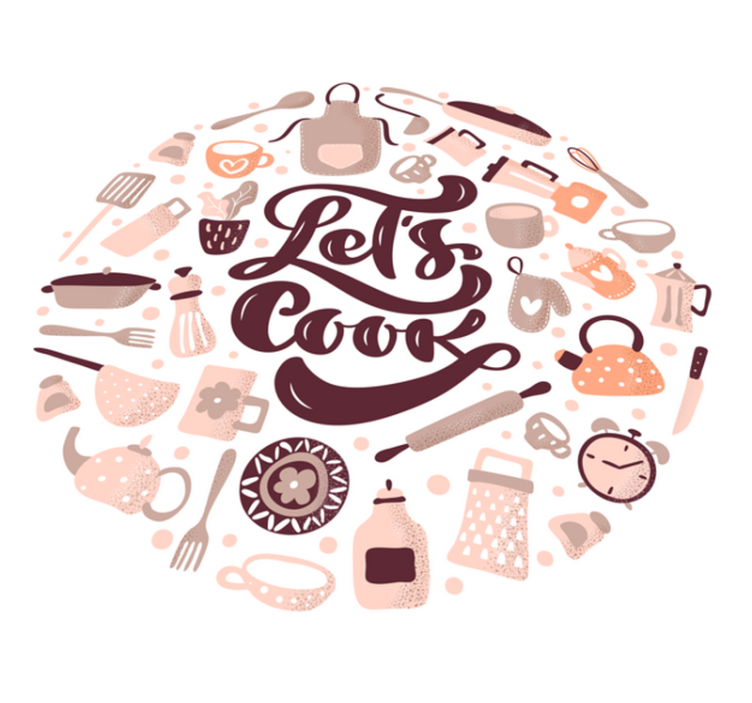 Let's Cook Theme kitchen vinyl rug - TenStickers