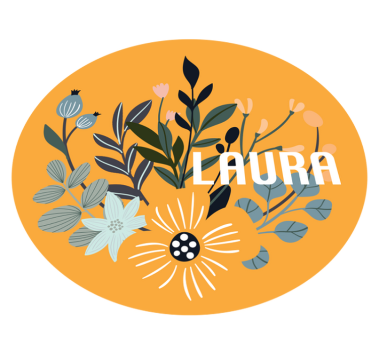 Personalized Floral Badge custom vinyl rug - TenStickers