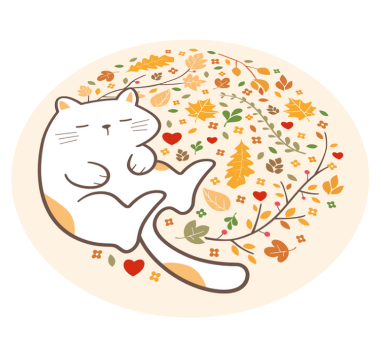 Autumn Cat Illustration kids vinyl rug - TenStickers