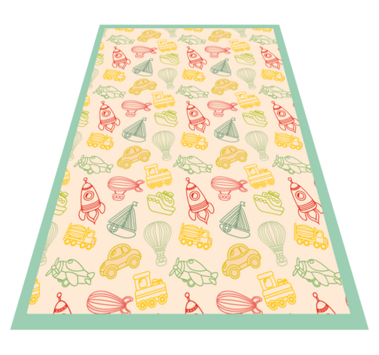 Playful Transport Pattern kids vinyl rug - TenStickers