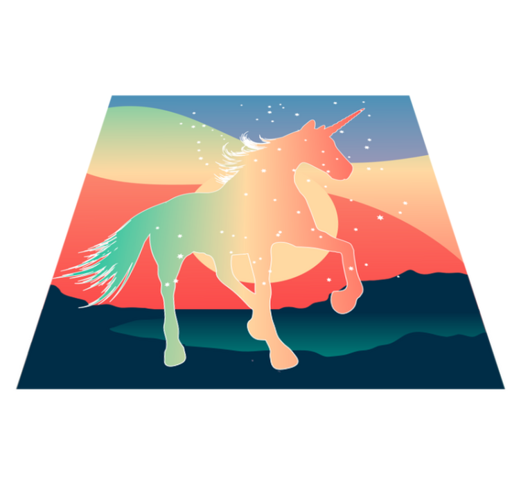 Magical Unicorn Silhouette kids vinyl rug - TenStickers