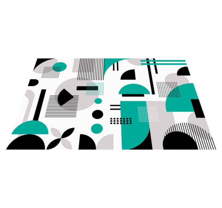 Turquoise geometric shapes modern vinyl rug - TenStickers