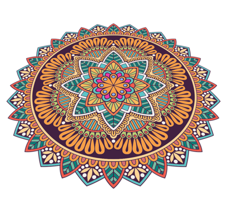 Vibrant mandala motif mandala vinyl rug - TenStickers