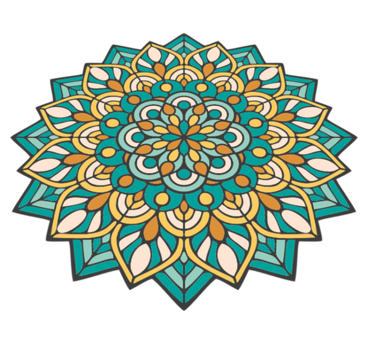 Complex colorful motif mandala vinyl rug - TenStickers