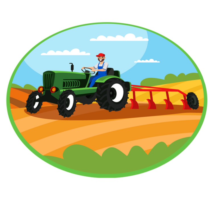 Ploughing Tractor kids vinyl rug - TenStickers