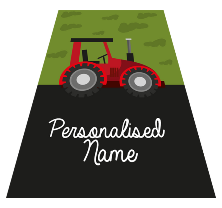 Green and black tractor personalised mat - TenStickers