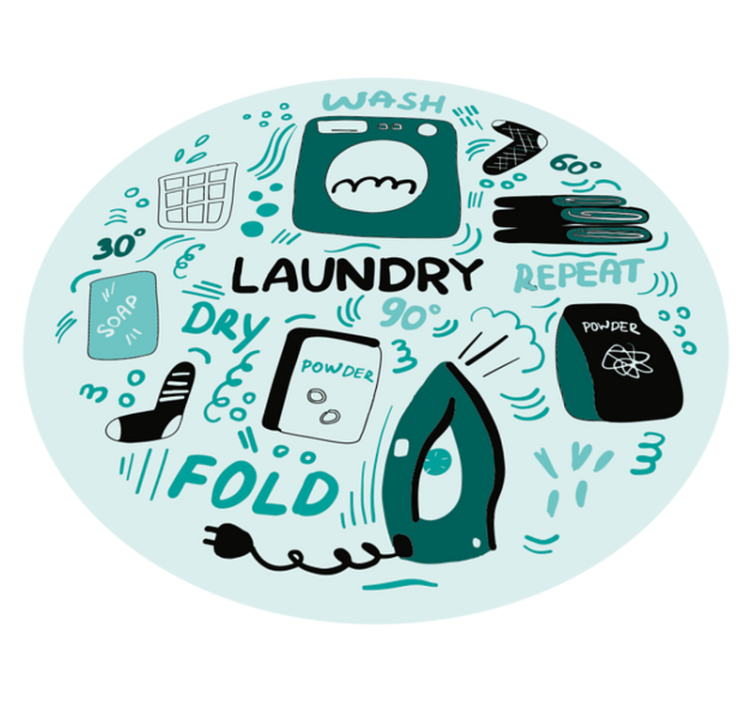 Laundry icons custom rug. - TenStickers