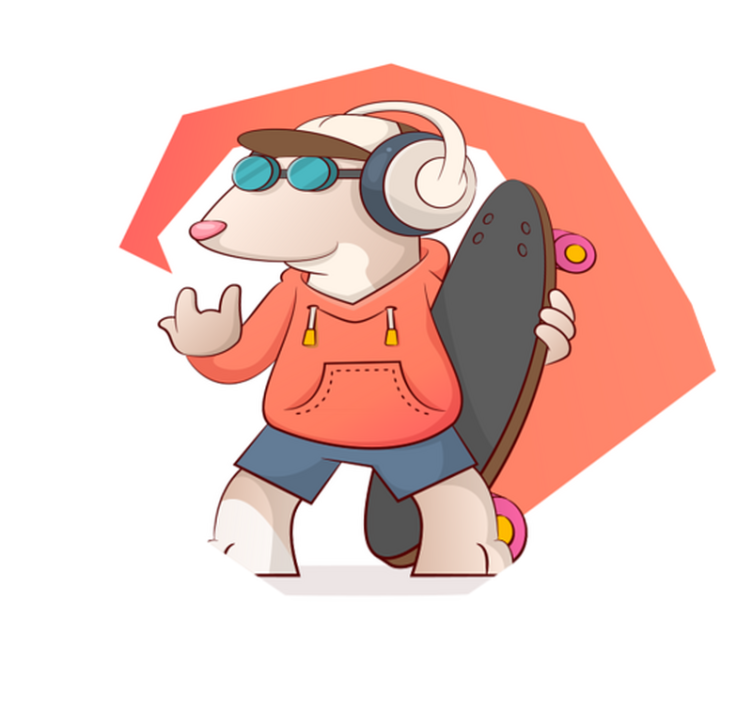 Skater Mouse Illustration kids vinyl rug - TenStickers