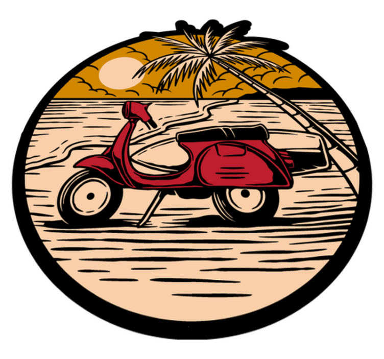 Tropical Scooter Scene kids vinyl rug - TenStickers