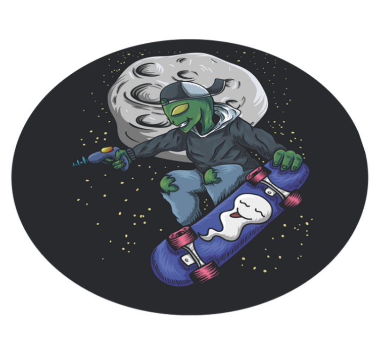 Skateboarding Alien kids vinyl rug - TenStickers