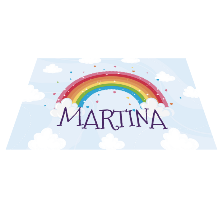Rainbow clouds with name personalised mat - TenStickers