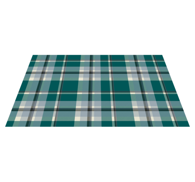 Blue plaid design kitchen vinyl rug - TenStickers