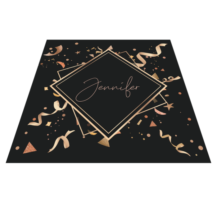 Gold confetti with name teenage bedroom vinyl rug - TenStickers
