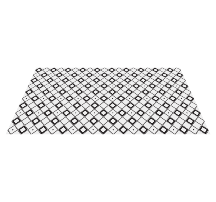 Stylish black and white squares minimal vinyl rug - TenStickers