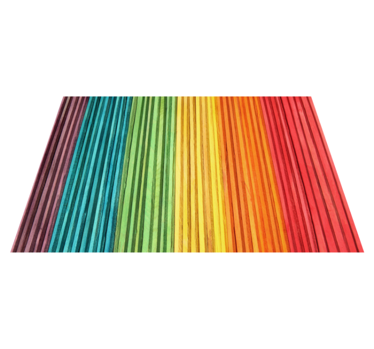 Rainbow striped layers wood effect vinyl rug - TenStickers