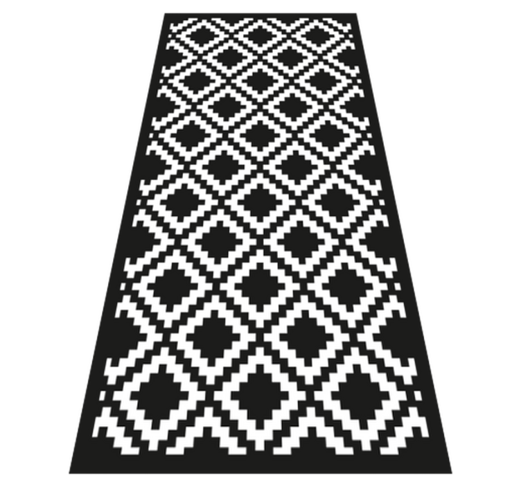 Monochrome Diamond Pattern living room vinyl rug - TenStickers