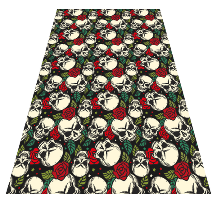 Skull rose pattern halloween vinyl rug - TenStickers