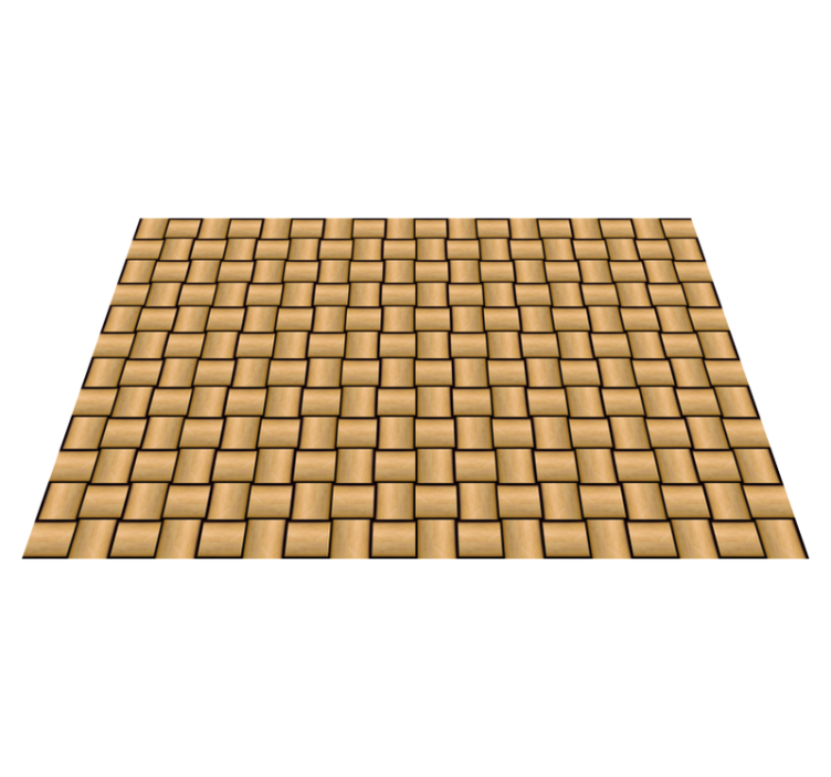 Brown tile pattern wood effect vinyl rug - TenStickers