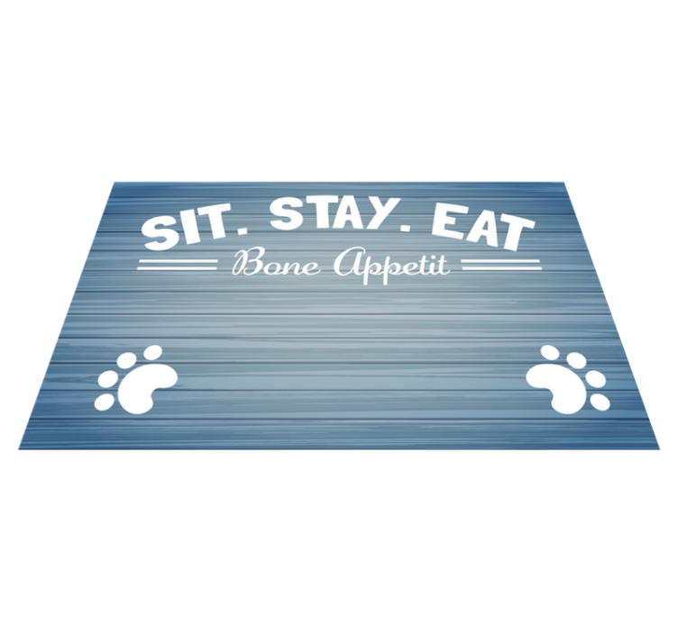 Sit stay eat animal blue vinyl rug - TenStickers
