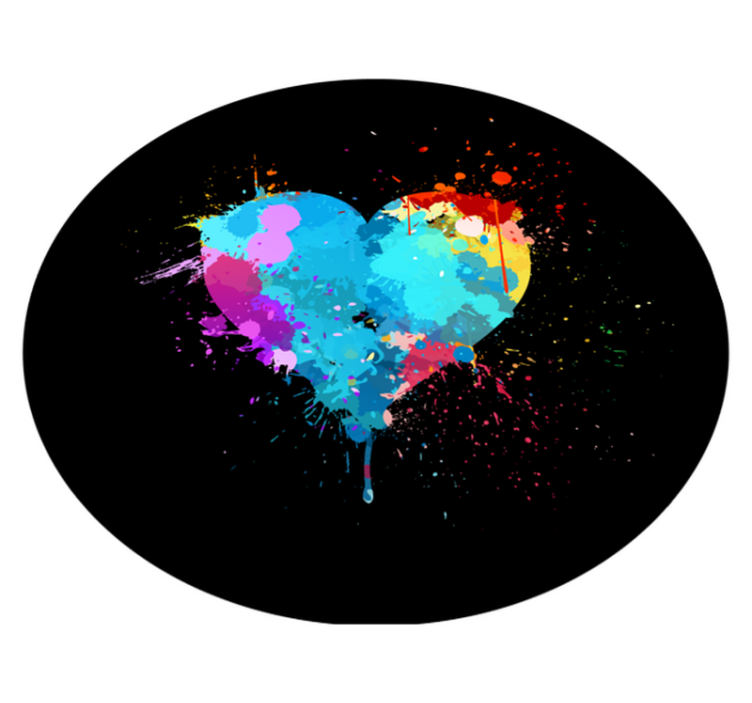 Colorful heart splash teenage bedroom vinyl rug - TenStickers