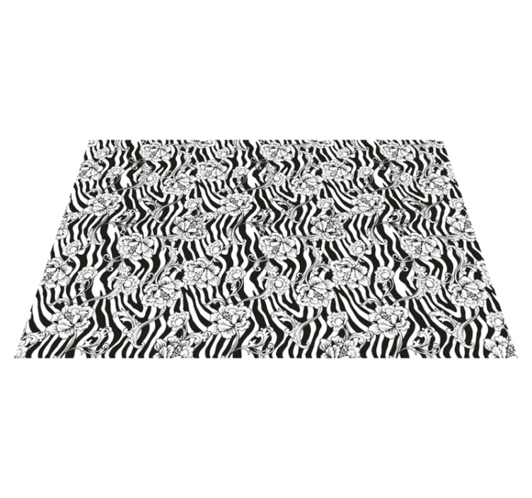 Floral Zebra Pattern animal print vinyl rug - TenStickers
