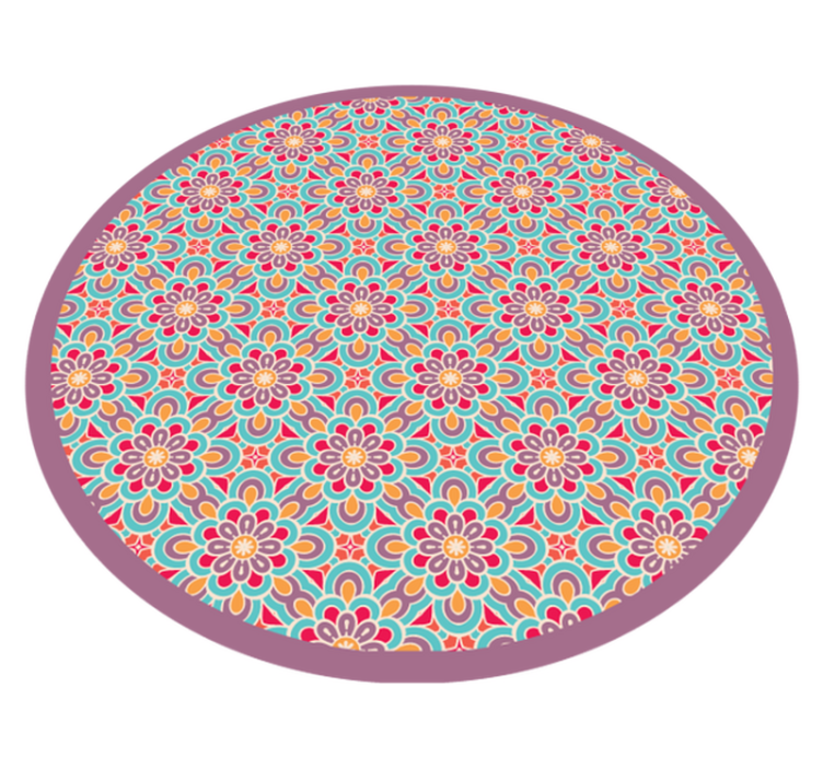 Mandala vinyl rug with colorful floral design - TenStickers