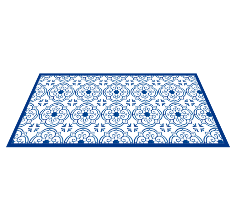 Classic blue tiles bathroom vinyl rug - TenStickers