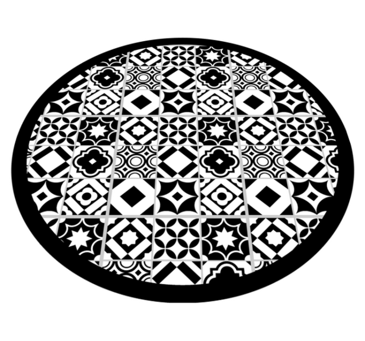 Mosaic vinyl rug in black and white pattern - TenStickers
