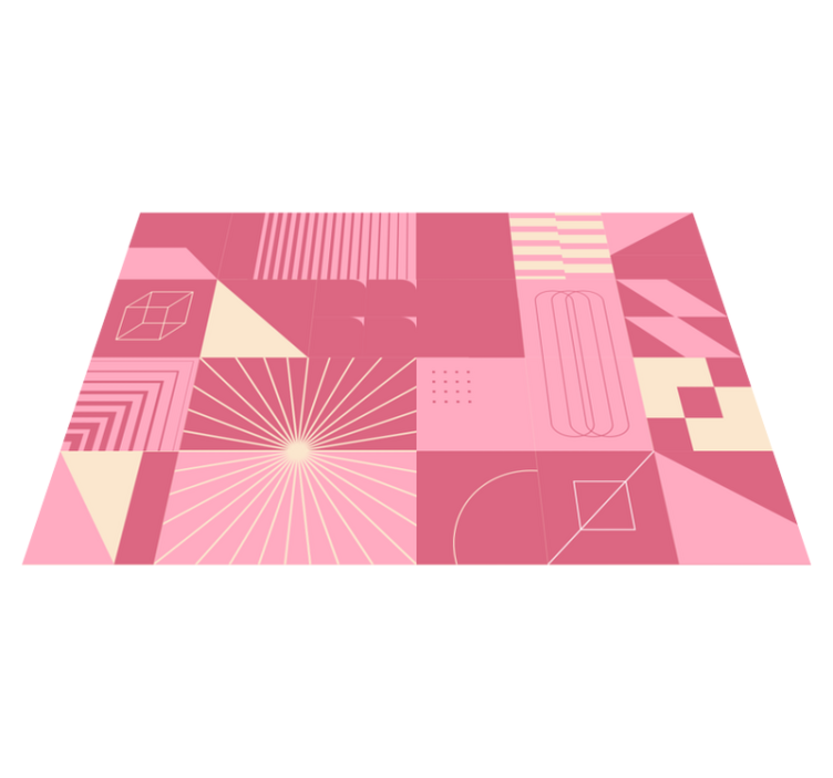 Geometric pink patterns modern vinyl rug - TenStickers