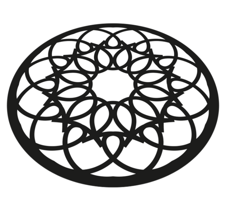 Intricate Black Pattern mandala vinyl rug - TenStickers