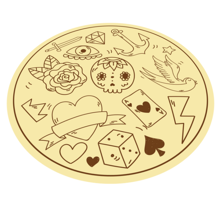 Tattoo symbols teenage bedroom vinyl rug - TenStickers