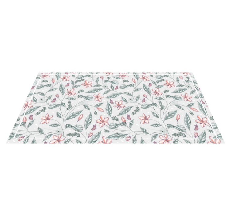 Floral vinyl rug with floral greenery pattern - TenStickers